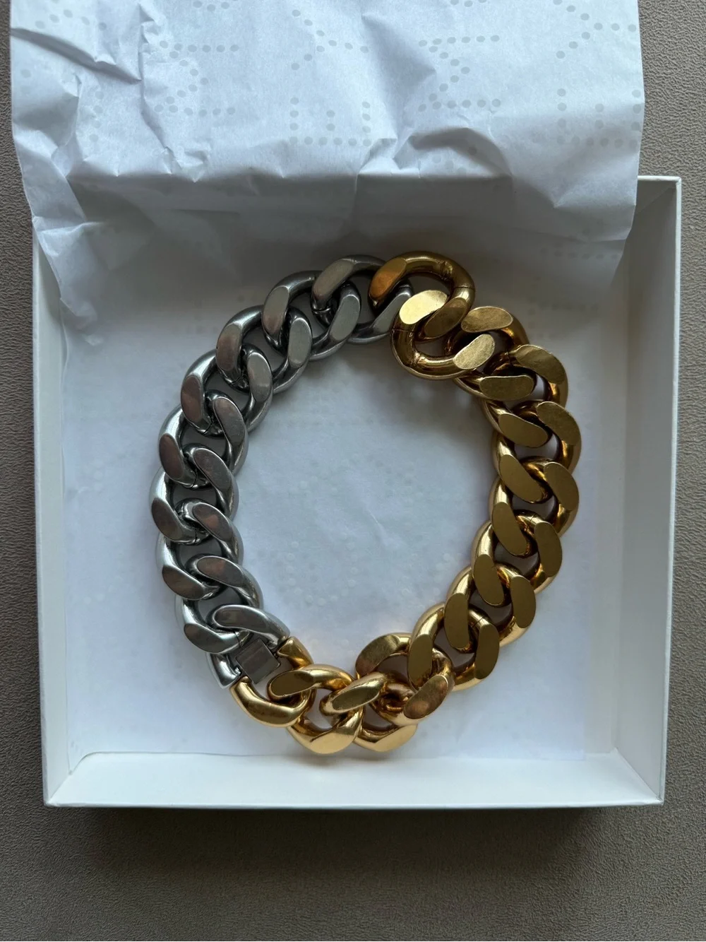 Stella McCartney Two-Tone Gold and Silver Chunky Chain Bracelet